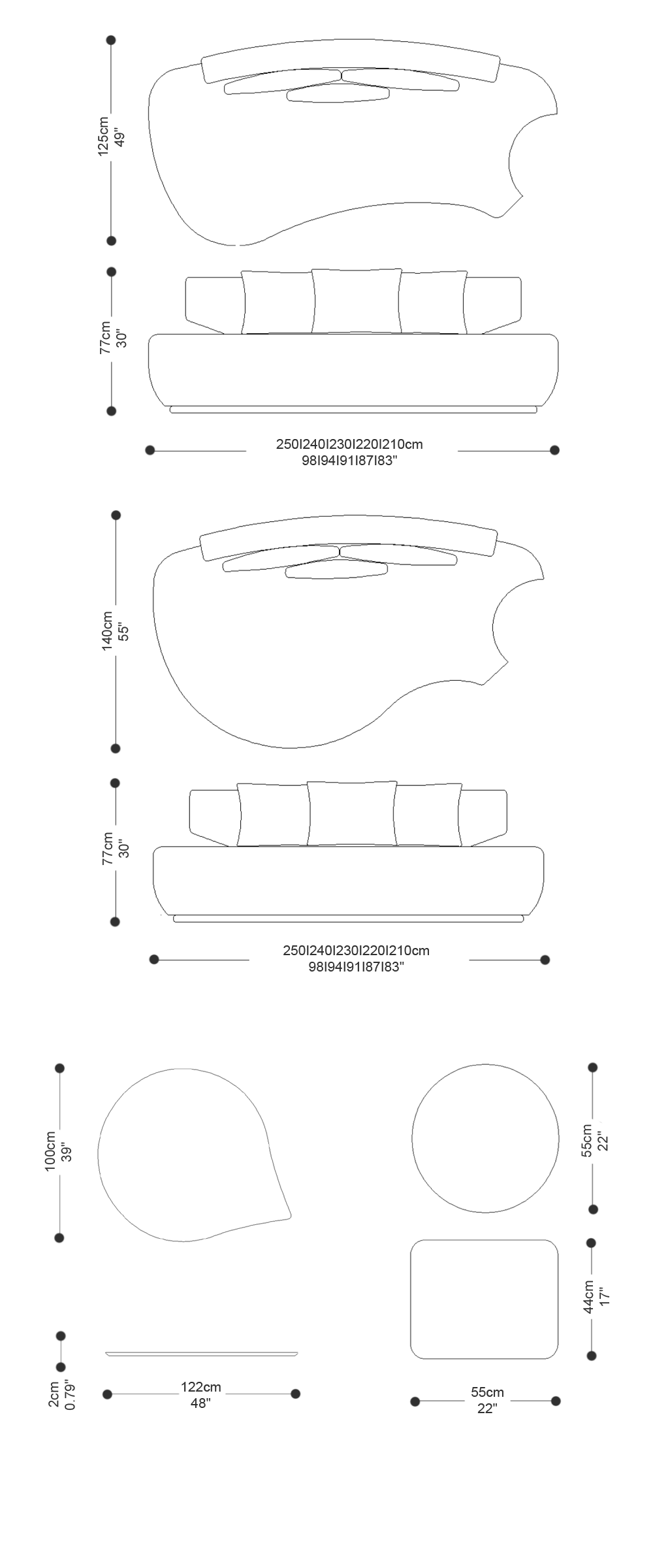 Image of the complete dimensions of the product